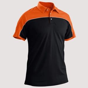 Men's Black <b>Orange</b> Color Blocked Short Sleeve for Shirt Quick Dry Nonwoven Canvas Casual Regular Fit Button Design Customized - Product Image 1