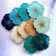 Custom <b>Pastel</b> Resin Coasters Gold Accents Handmade Floral Epoxy Square Glam Non-Toxic Eco-Friendly 10mm Home <b>Decoration</b> Mat Set - Product Image 5