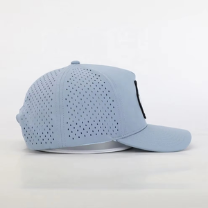 Casquette de sport à 5 panneaux avec logo brodé de haute qualité, découpe laser, polyester, casquette de baseball personnalisée, vente en gros - Product Image 3