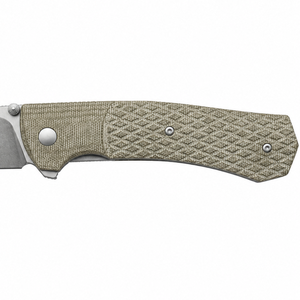Navajas Plegables de Bolsillo para Exteriores con Hoja de Acero Stonewashed Tipo Drop Point, Mango con Patrón de Diamante Oliva y Anillo de Soporte para el Pulgar para Uso Diario - Product Image 5