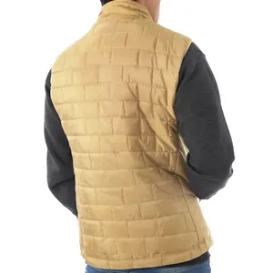 <b>Men's</b> <b>White</b> Hooded Sleeveless Quilted <b>Jacket</b> Canvas Eco-Friendly Waterproof Windproof Cotton Blend Zipper Closure Winter High - Product Image 4
