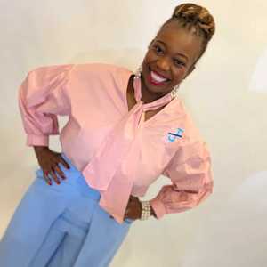 Blusa de Mujer con Cuello en V y Lazo, Camisa de Oficina Rosa de Manga Larga Jack and Jill, Top Casual de Moda con Logotipo Bordado al por Mayor - Product Image 4