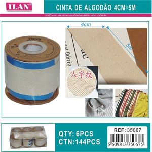 Nastro di cotone Ilan 4 cm x 5 m con motivo a spina di pesce per lavori artigianali - Product Image 3
