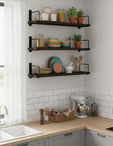 Countryside <b>Rustic</b> Wooden Wall Mounted Coat Rack <b>Shelf</b> With rack wall <b>shelf</b> for living room wall - Product Image 4