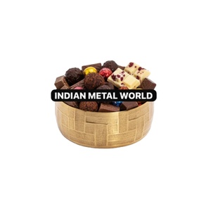 Bol à chocolat en métal doré en gros, bol de service décoratif texturé, bol à dessert, décoration de la maison en métal indien, article cadeau, prix bas - Product Image 1