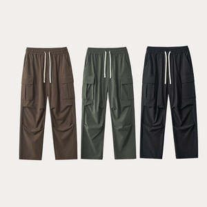 Men's Casual Baggy <b>Trousers</b> Custom Mid-Waist Loose Fit Multiple Pockets Digital Printing Canvas <b>Light</b> Weight Wide Leg High - Product Image 1