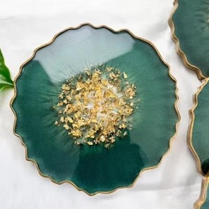 Classic Durable Eco-Friendly Hand-painted Traditional Decorative <b>Epoxy</b> Resin Tray and Home & Restaurant <b>Table</b> Decoration - Product Image 3