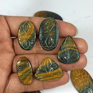 Wholesale Tiger Eye Carving Cabochon Natural Loose Gemstone Mix Shapes and Sizes Customized for Jewelry Making - Product Image 1
