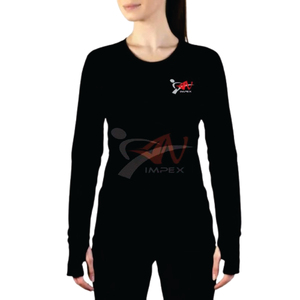 Camiseta de cuello redondo de alta calidad para mujer, camiseta de manga larga de estilo veraniego con logotipo impreso personalizado para mujer - Product Image 2