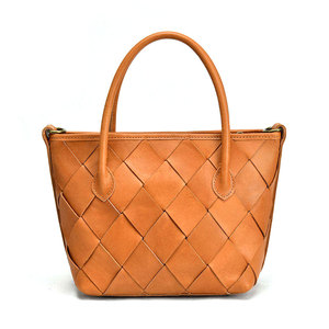 Ladies Genuine Leather Woven Tote <b>Satchel</b> Shoulder Bag Two Straps Zipper Closure Large Capacity Elegant Braided Durable - Product Image 1