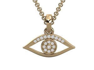 Pendentif œil tendance plaqué or 18 carats avec diamant de laboratoire taille brillant rond, unisexe pour usage quotidien - Product Image 1