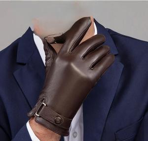 Men’s Sheepskin Leather Winter <b>Gloves</b> <b>Warm</b> Velvet Lined Full Finger Touchscreen <b>Gloves</b> Outdoor Cycling Driving <b>Gloves</b> - Product Image 3