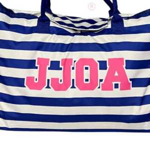 กระเป๋าชายหาดลายทางสีน้ำเงินขาวขนาดใหญ่ ยี่ห้อ Jack and Jill สำหรับเดินทาง สะพายไหล่ ผลิตโดย OEM - Product Image 5