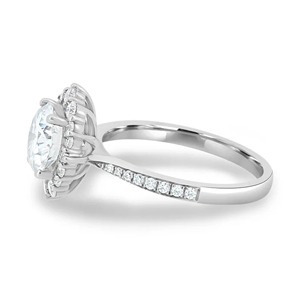2.2ct Brilliant Round Cut Lab-Grown Diamond Solitaire Halo Bridal Ring Basket Setting-Half Eternity Cathedral Shank Jewelry - Product Image 4