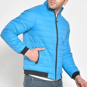 Chaqueta Acolchada Ligera Azul Aqua para Hombre 2026, Cuello Alto, Cierre Completo, Aislamiento Térmico, Chaqueta Bomber Casual de Invierno, Moda para Exteriores - Product Image 6