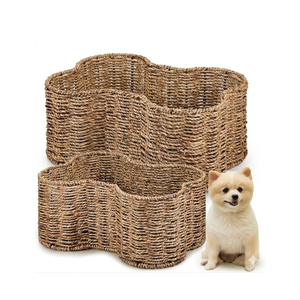 Wholesale Natural Seagrass Stackable <b>Storage</b> Bins Set 2 Bone Shaped Basket <b>Storage</b> for Pet Toys Woven by Vietnamese - Product Image 1