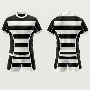 Custom Striped Soccer Jersey Set Men's Athletic Short Sleeve Moisture Wicking Polyester Sportswear All Seasons Team Apparel - Product Image 1