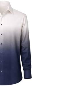 Chemise Formelle Homme Ombrée Blanc Bleu Marine en Coton Premium à Manches Longues Boutonnée Style Smart Casual Fabrication Personnalisée Fournisseur en Gros - Product Image 4