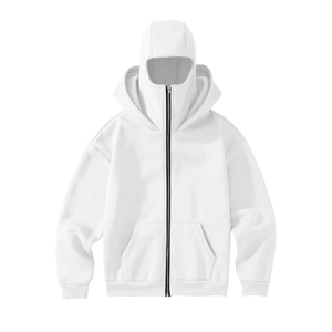 Sweat à capuche balaclava surdimensionné et épais, personnalisé OEM, 360g, avec double capuche, style streetwear hiver, masque ninja et impression par décharge - Product Image 1