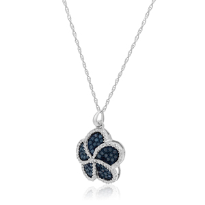 JEWELSPAARK Collar con Colgante de Diamante Natural Blanco y Azul en Forma de Corazón de 0.81 Cttw para Mujer, Chapado en Rodio, Plata de Ley 925 - Product Image 3