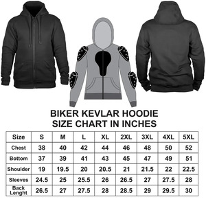 Sweat-shirt de moto protecteur 100% coton molletonné, doublure en Kevlar, avec poches pour protections, unisexe, sécurité moto - Product Image 3