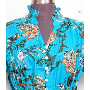 เดรสสั้นผู้หญิงผ้าฝ้ายแท้ 100% ลายพิมพ์ดอกไม้แบบอินเดีย ทำด้วยมือ ซักได้ เป็นมิตรกับสิ่งแวดล้อม เอวสูง ทรงเอไลน์ เหมาะสำหรับงานปาร์ตี้ ติดกระดุม - Product Image 4