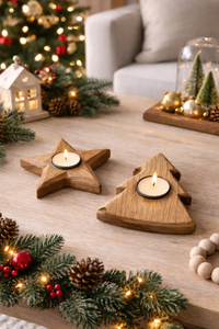 Juego de Portavelas de Madera Hexagonales Hechos a Mano, Diseño de Estrella, Decoración Nórdica Minimalista para el Hogar, Pascua, Navidad, Festividades - Product Image 2