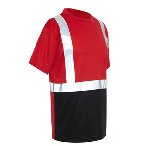 Camiseta de Trabajo Econex Sports para Hombre, Roja y Negra, Transpirable, de Poliéster, Alta Visibilidad, con Bolsillo y Rayas Plateadas para Seguridad - Product Image 3