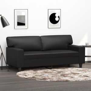 Sofá Doble Resistente de Piel Sintética Negra con Estructura de Metal y Espuma para Sala de Estar - Product Image 1