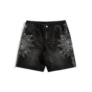 Premium Quality Rhinestone Shorts Lightweight Wholesale Rate Fully Customized anti wrinkle Rhinestone Shorts with Latest Design - Product Image 1