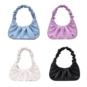 Boutique Ruched Handle Zipper Waterproof Pouch Unisex Luxury PU Leather Designer Inspired Mini Cloud <b>Handbag</b> <b>Small</b> Shoulder Bag - Product Image 2