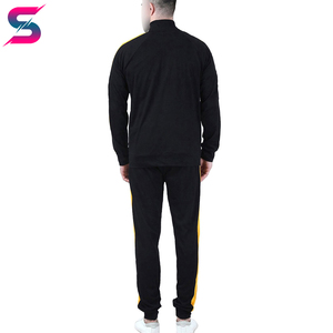 Black & Yellow Contrast Color Good Selling Durable <b>Machine</b> Washable Outer Wear OEM Lightweight Polyester Cotton Tracksuit - Product Image 6