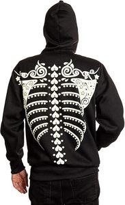 Sweat à capuche zippé pour femme, costume squelette d'hiver, avec logo personnalisable sur le devant - Product Image 2