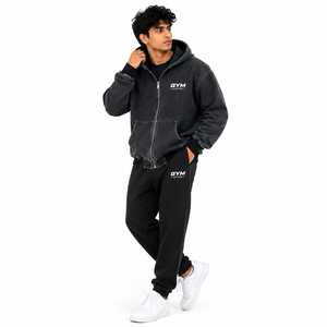 Sudadera con Capucha Oversize Unisex Negra con Lavado Ácido, Logotipo Frontal Personalizado, Diseño 2 en 1 para Gimnasio y Actividades, Poliéster/Algodón Antiarrugas - Product Image 2