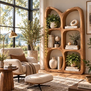 Estantería Moderna de Madera con Curvas Orgánicas y Estantes Fluidos para una Biblioteca Artística en el Hogar o un Elegante Adorno para la Sala de Estar - Product Image 5