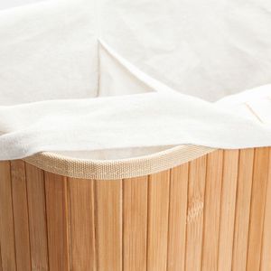 Cesto Portabiancheria in Vimini con Design a Doppio Rete in Bambù e Coperchio Pieghevole per Casa, Appartamento, Dormitorio - Product Image 4