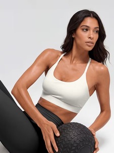 Women Y <b>Back</b> Sports <b>Bra</b> Thin Spaghetti Straps Scoop Neck Removable Padded Workout Yoga Bralette <b>Low</b> Impact Fitness Top - Product Image 5