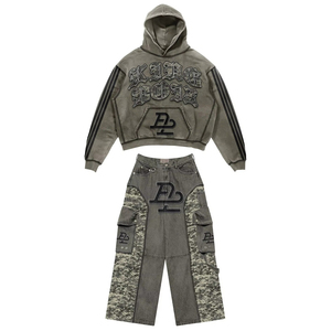 Custom Unisex Embroidery printing Oversized Hoodie & Sweatpants Set Casual 100% Cotton Fabric Long Sleeve Hoodie - Product Image 6