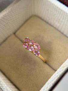 แหวนเงินแท้ 925 ชุบทอง 14K ประดับพลอยแซฟไฟร์สีชมพูอ่อน ดีไซน์เรียบหรู แหวนหมั้นแบบโบราณ - Product Image 5