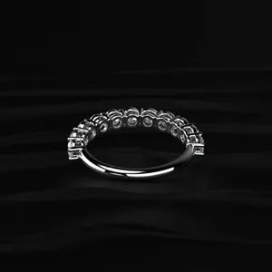 Anillo de Diamantes de Corte Redondo con Engaste en Cesta y Media Eternidad, Joyería Fina, Anillo de Diamantes para Uso Diario de Proveedor Indio - Product Image 4