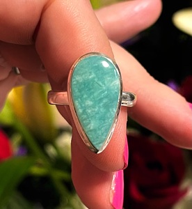 Natural Amazonite 925 Sterling Silver <b>Ring</b> Handmade Gemstone Jewelry <b>Ring</b> for Women Wholesale <b>Fine</b> Jewelry Gift - Product Image 4