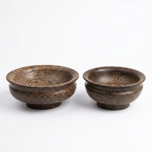 Handmade Natural <b>Coconut</b> Wood <b>Bowls</b> for Salad and Decor, Eco-Friendly Dark Grain Serving <b>Bowl</b> Set, Wholesale Bulk Supply - Product Image 1