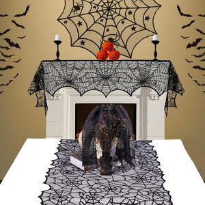 32 Pcs Halloween Spider Cobweb <b>Lace</b> <b>Tablecloth</b> Kit Black <b>Lace</b> Table Cover Fireplace Mantel Scarf 28 Bat Wall Sticker for Decor - Product Image 6