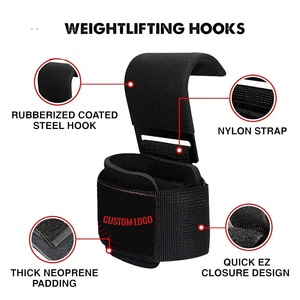 Crochets de levage de poids en acier robuste pour entraînement fitness 2026 avec sangles de poignet rembourrées en néoprène pour une meilleure musculation - Product Image 2