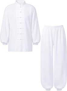 Costume d'arts martiaux Wing Chun blanc unisexe de la meilleure qualité, vêtements de Kung Fu, uniforme de Tai Chi chinois pour la performance, 100% coton - Product Image 3