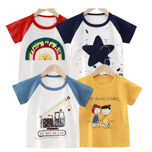 Camiseta Casual de Algodón 100% para Niños Pequeños, con Rayas, Cuello Redondo, Ajuste Holgado, Hombros Caídos, Bloques de Color, Tallas Grandes, Otoño - Product Image 3