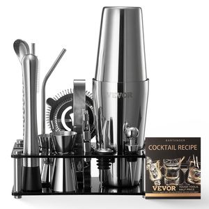 Kit barista in acciaio inox da 14 pezzi in argento per Cocktail Shaker Set Bar strumento per la miscelazione di bevande - Product Image 1