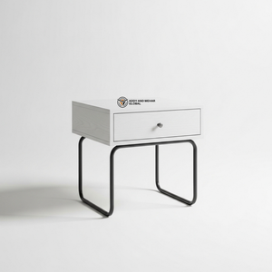 Taburete Industrial de Madera Moderno y Personalizable con Cajón, Estructura Metálica, Duradero y Ecológico, para Escuela o Apartamento - Product Image 1