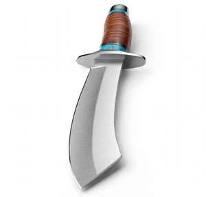 Outil utilitaire d'extérieur artisanal en acier inoxydable avec manche en cuir empilé et incrustation de pierre turquoise - Product Image 3