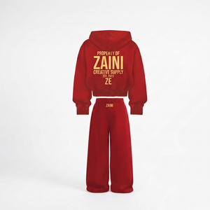 Ensemble de survêtement à capuche en molleton de coton 350 GSM personnalisé, style streetwear hiver, rouge, qualité supérieure, logo imprimé et brodé - Product Image 2